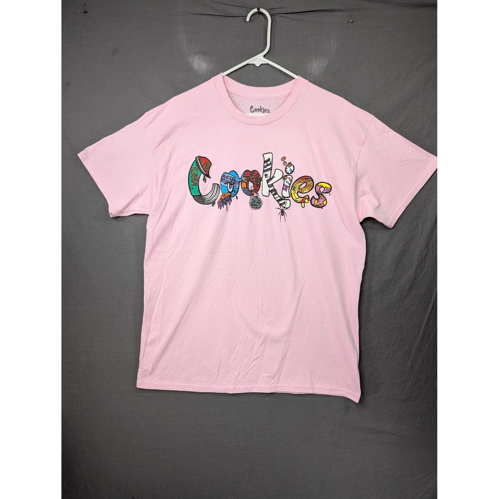 Cookies SF Mens Pink Mixed Graphic Logo Short Sleeve Crew Neck T-Shirt L
